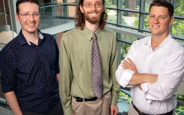 University of Illinois researchers Jeremy Guest, left, John Trimmer and Daniel Miller have developed a conceptual roadmap to help guide others through the unexplored environmental and economic aspects of sanitation. 