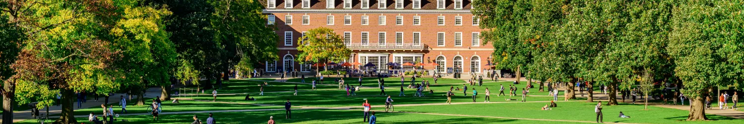 Students on the Quad with Illini Union in the background